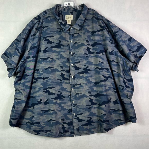 True Nation Other - True Nation Blue Camo Sport Button up Short Sleeve Shirt 7XL Plus